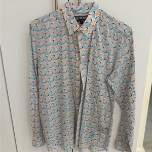 Vilebrequin Men's Blue and Pink Wave Shirt